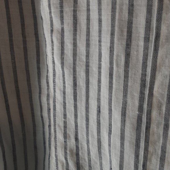 Puli 100% Linen White Grey Pinstripe Button Up Shirt Blouse, Size Large - Picture 10 of 13